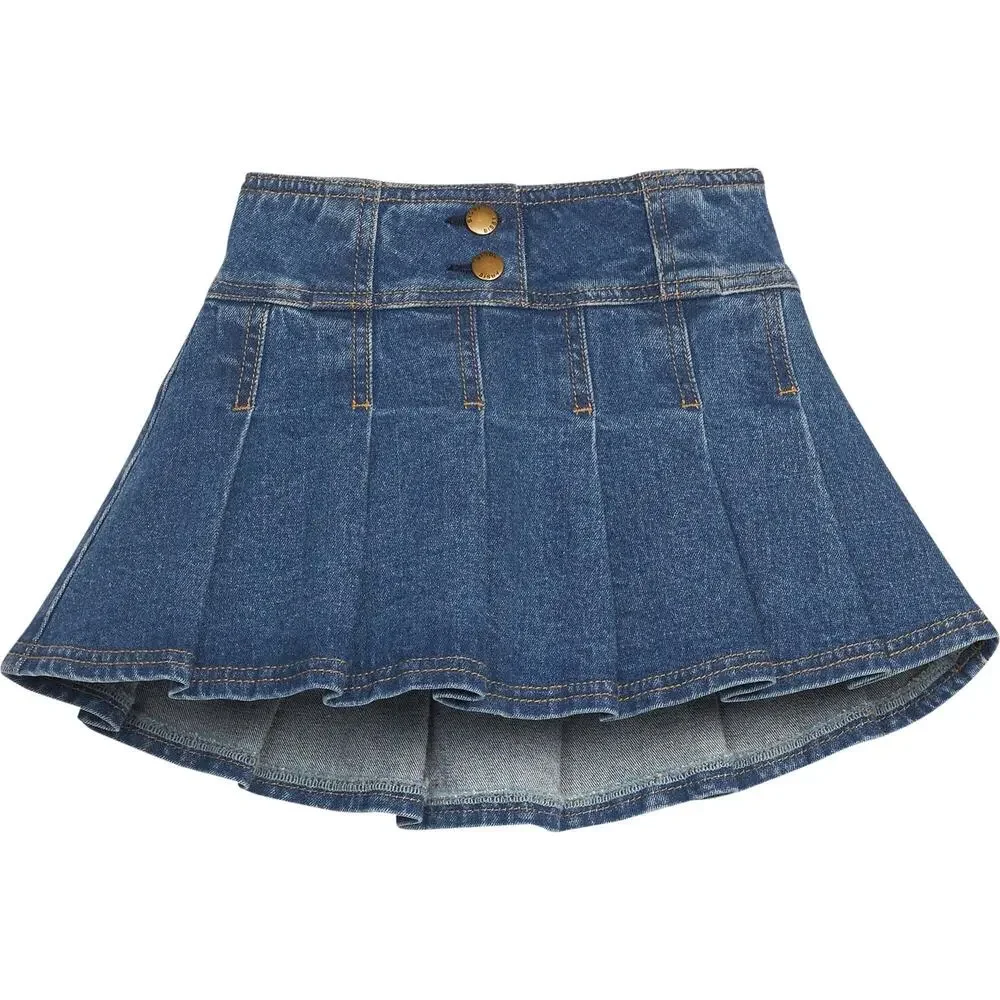BISBY Pleated Mini Skort, Denim NWT size 14‎